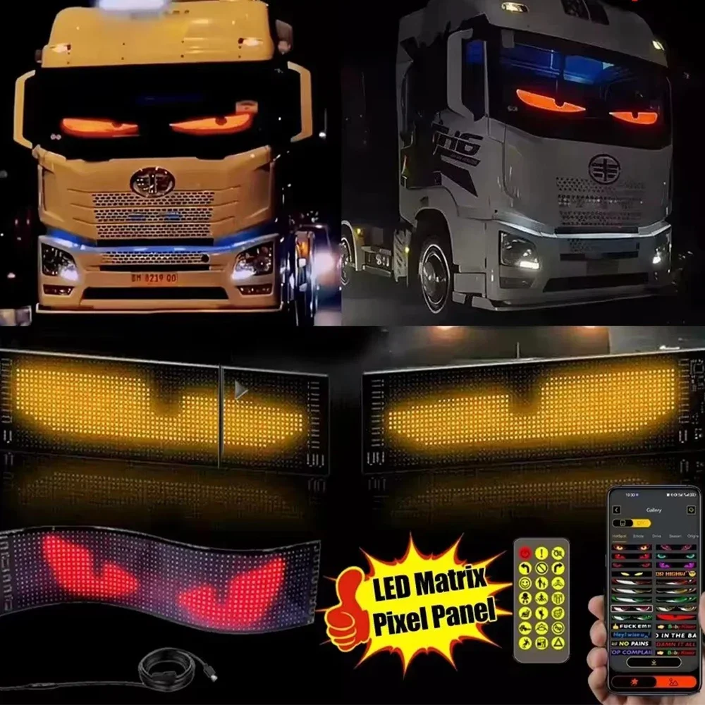 Truck Eye Led Display Car Sign Animation Led Matrix Panel Bluetooth App Control Programmable Flexible Screen Led Car Light
Truck Eye Led Display Car Sign Animation Led Matrix Panel Bluetooth App Control Programmable Flexible Screen Led Car Light