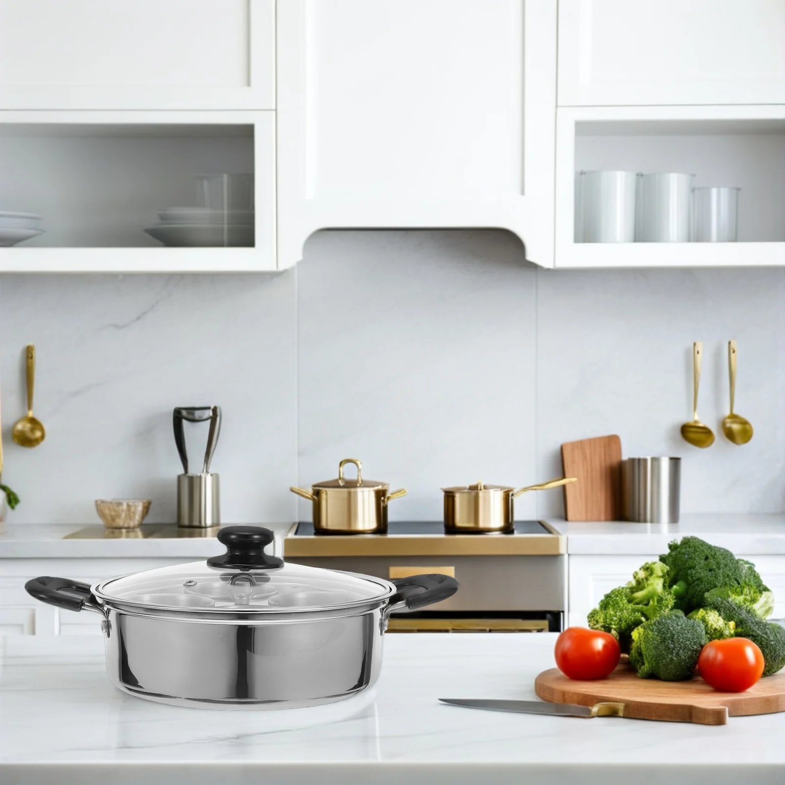 Stainless Steel Egg Steamer Pot Steam Cooker Anti-Rust Kitchen Mini Space-Saving Steaming Basket Hard Boiled Egg 
Stainless Steel Egg Steamer Pot Steam Cooker Anti-Rust Kitchen Mini Space-Saving Steaming Basket Hard Boiled Egg