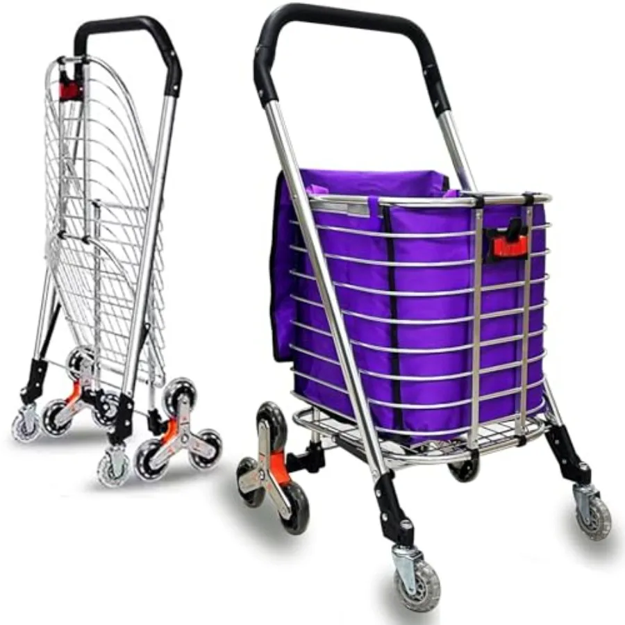 Foldable Stairs Climbing Shopping Cart for Grocery Use, Aluminium Alloy, Gray, Waterproof Basket Liner 49L Lightweight Collapsi
Foldable Stairs Climbing Shopping Cart for Grocery Use, Aluminium Alloy, Gray, Waterproof Basket Liner 49L Lightweight Collapsi