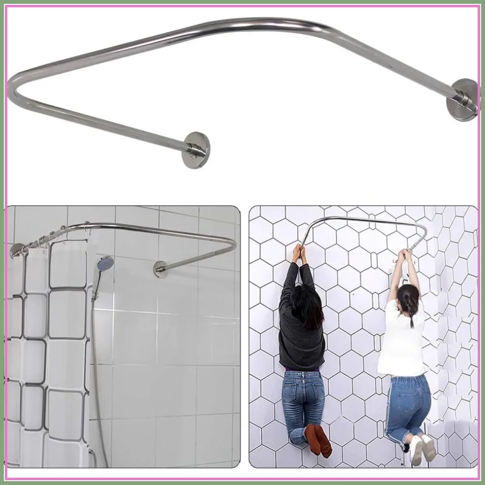 U Shaped Shower Curtain Rod, 304 Stainless Steel, Adjustable 31.5-47" Sides, 34.7-43" Middle, Silver
U Shaped Shower Curtain Rod, 304 Stainless Steel, Adjustable 31.5-47" Sides, 34.7-43" Middle, Silver