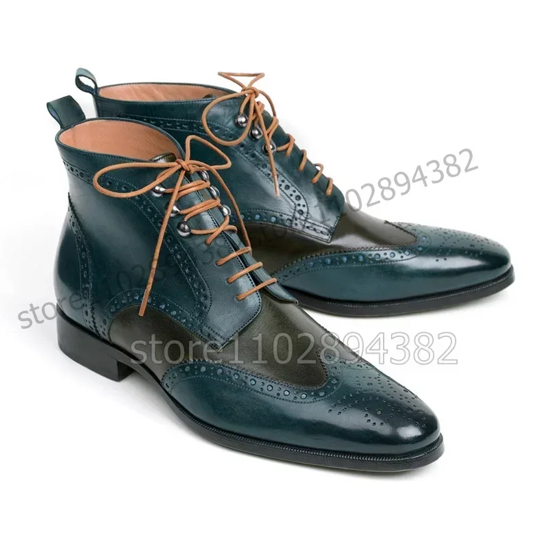 Mixed Color Carving Design Patchwork Ankle Boots Fashion Lace up Men Boots Luxury Handmade Party Feast Banquet Men Dress Shoes
Mixed Color Carving Design Patchwork Ankle Boots Fashion Lace up Men Boots Luxury Handmade Party Feast Banquet Men Dress Shoes