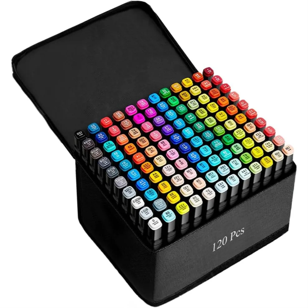 120 Colors Alcohol Markers for Artists with Dual Tip and Base for Sketching Manga Adult Coloring
120 Colors Alcohol Markers for Artists with Dual Tip and Base for Sketching Manga Adult Coloring