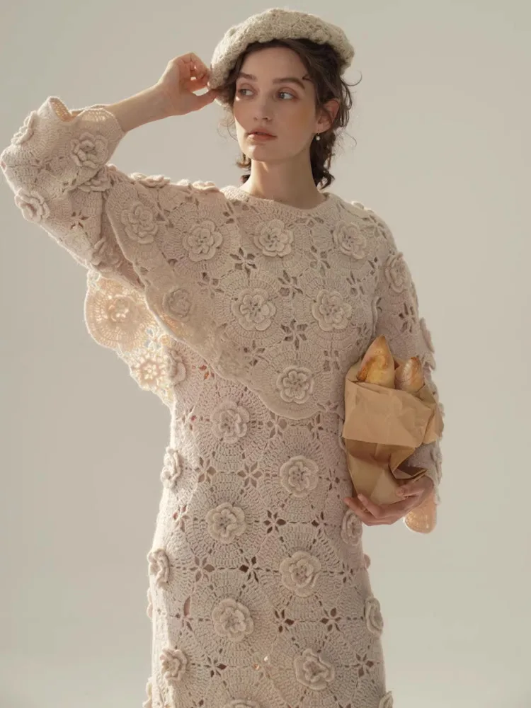 100 см, осенне-зимнее платье для женщин, винтажное элегантное ажурное роскошное платье ручной работы крючком с 3D цветами, вязаное кашемировое шерстяное платье-плащ
100 см, осенне-зимнее платье для женщин, винтажное элегантное ажурное роскошное платье ручной работы крючком с 3D цветами, вязаное кашемировое шерстяное платье-плащ