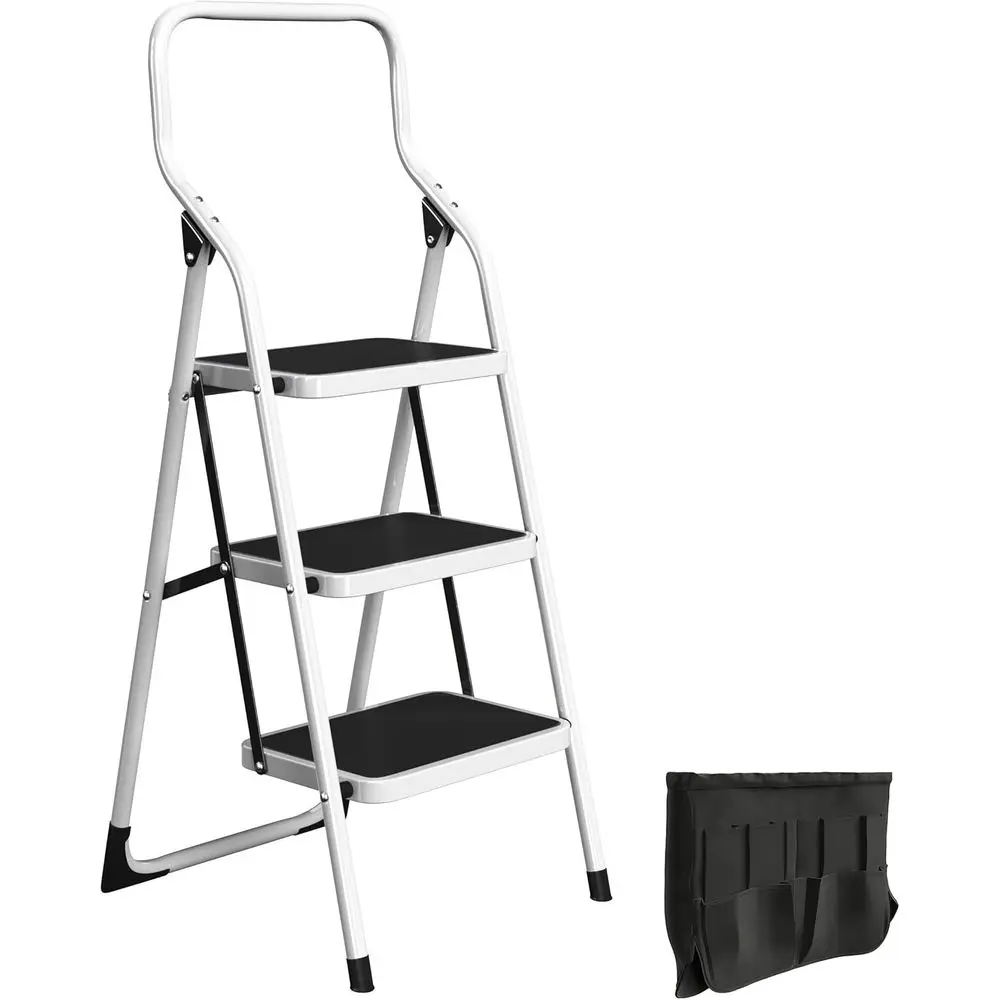 330lb Capacity Folding Step Stool Ladder with Handrails and Tool Bag for Home Repairs and Kitchen Use
330lb Capacity Folding Step Stool Ladder with Handrails and Tool Bag for Home Repairs and Kitchen Use