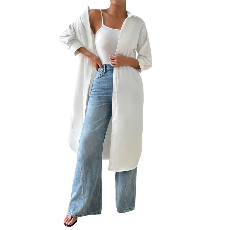 ASDS-Women's Casual Mid-Sleeves Button Down Shirts Solid Lapel Long Blouses Tops
ASDS-Women's Casual Mid-Sleeves Button Down Shirts Solid Lapel Long Blouses Tops