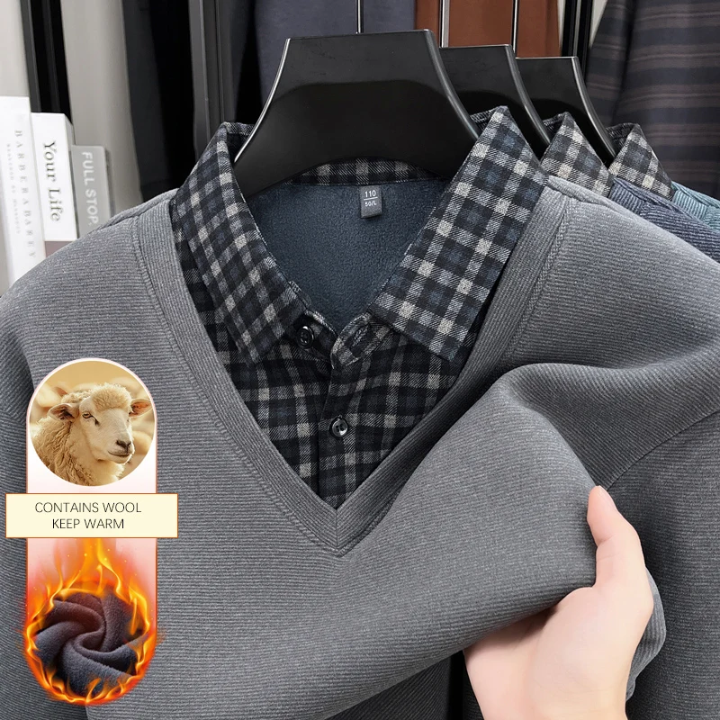 BROWON 2025 Autumn Winter Polo Shirt Men Thicken Fleece Warm Long Sleeve Lapel Mock Two-piece Work Casual Polo Tops for Man
BROWON 2025 Autumn Winter Polo Shirt Men Thicken Fleece Warm Long Sleeve Lapel Mock Two-piece Work Casual Polo Tops for Man