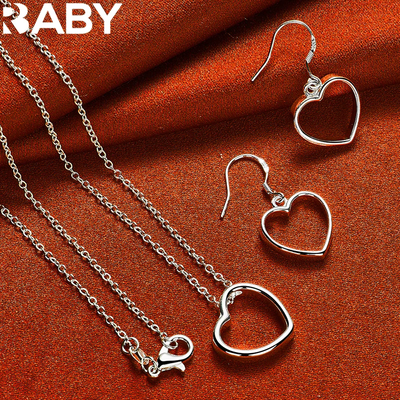 925 Sterling Silver Charms Hollow Heart Necklace Drop Earrings For Women Wedding Engagement Gift Fashion Party Jewelry Sets
925 Sterling Silver Charms Hollow Heart Necklace Drop Earrings For Women Wedding Engagement Gift Fashion Party Jewelry Sets