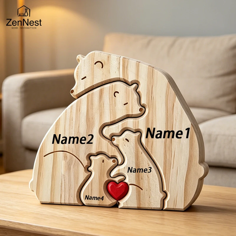 Wooden Puzzle Personalized Customized Bear Family Warm Birthday Gift Solid Wood Ornament Laser Engraving Home Decoration
Wooden Puzzle Personalized Customized Bear Family Warm Birthday Gift Solid Wood Ornament Laser Engraving Home Decoration
