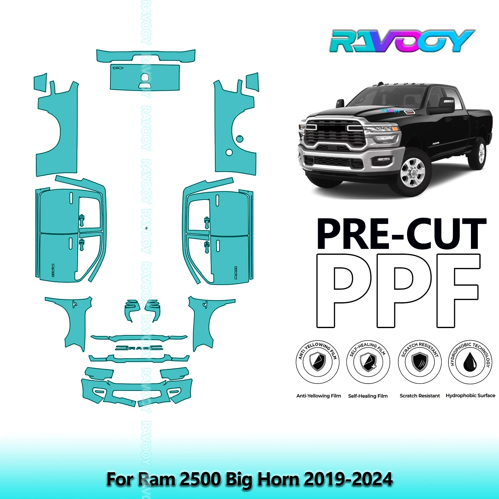 8.5Mil Precut PPF Paint Protection Film Full Vehicle Clear Bra For Ram 2500 Big Horn 2019-2024 
8.5Mil Precut PPF Paint Protection Film Full Vehicle Clear Bra For Ram 2500 Big Horn 2019-2024