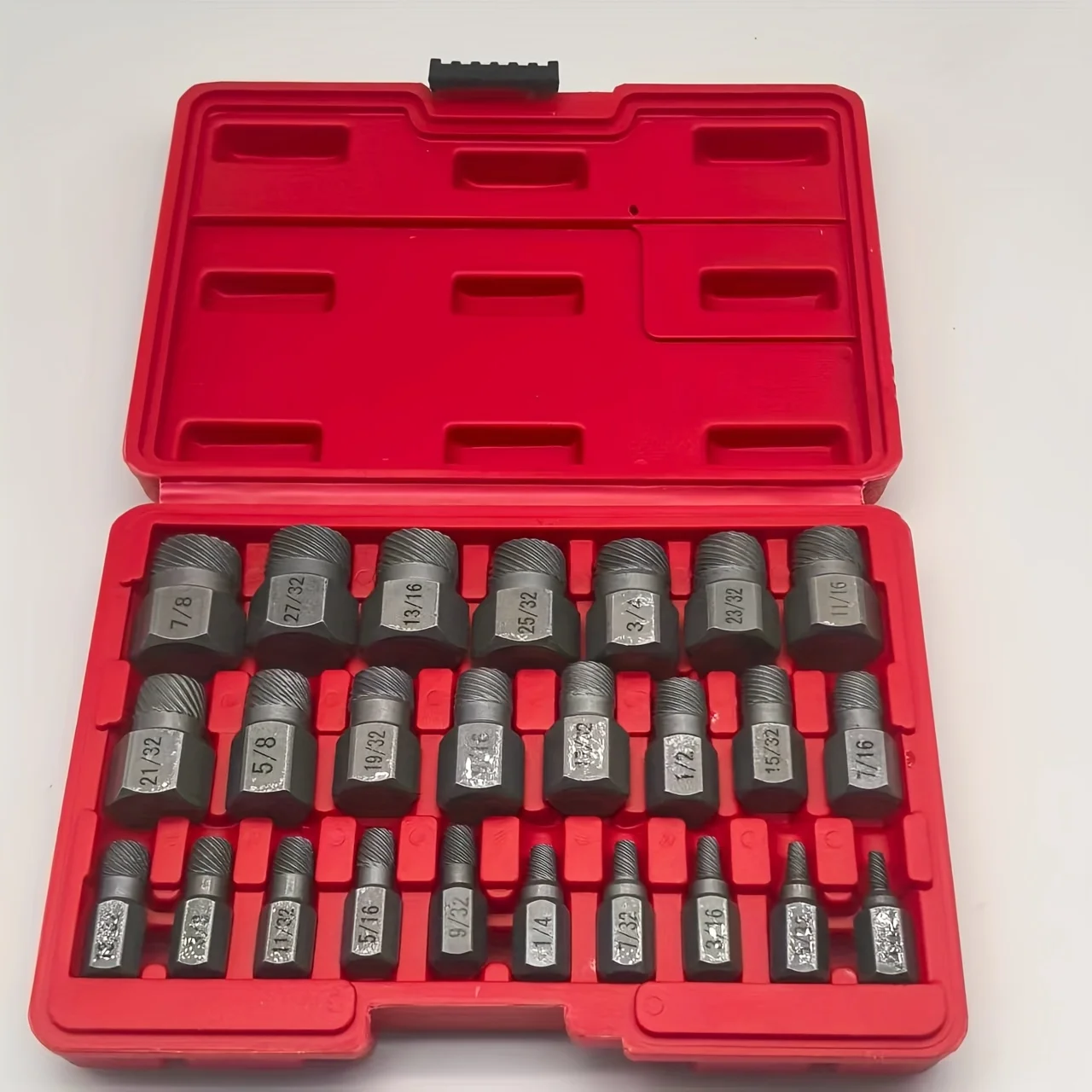 25-Piece screw remover set, multi-slot remover, CR-MO bolt remover tool for removing broken studs, bolts, and hex screws
25-Piece screw remover set, multi-slot remover, CR-MO bolt remover tool for removing broken studs, bolts, and hex screws
