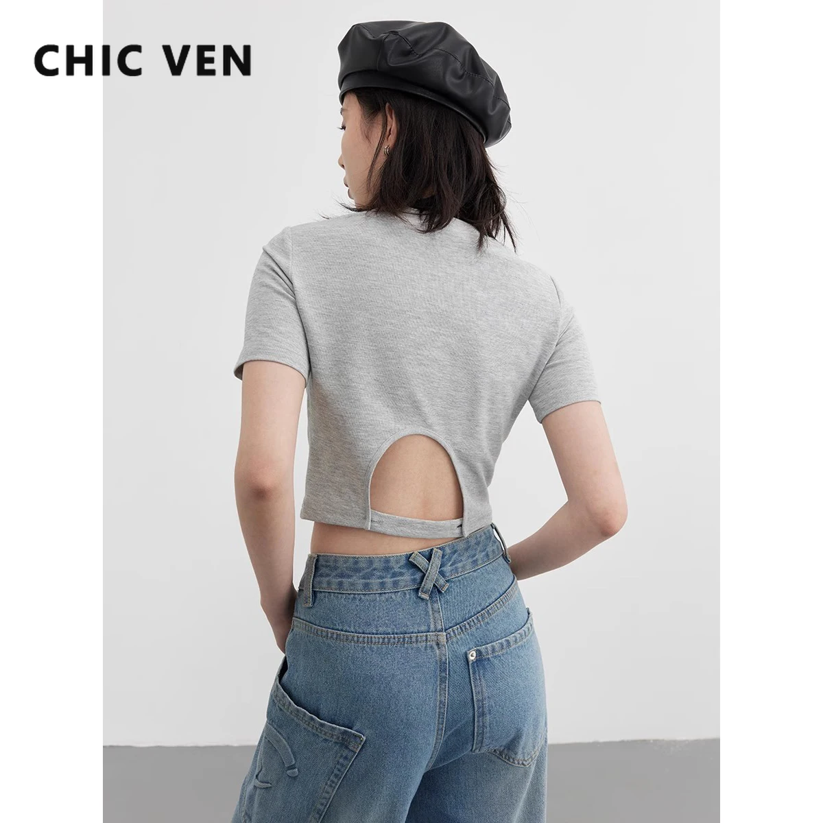 CHIC VEN Корейские женские короткие футболки с сексуальной спиной U-образные полые женские футболки с коротким рукавом Slim Fit женский укороченный топ лето 2023
CHIC VEN Корейские женские короткие футболки с сексуальной спиной U-образные полые женские футболки с коротким рукавом Slim Fit женский укороченный топ лето 2023