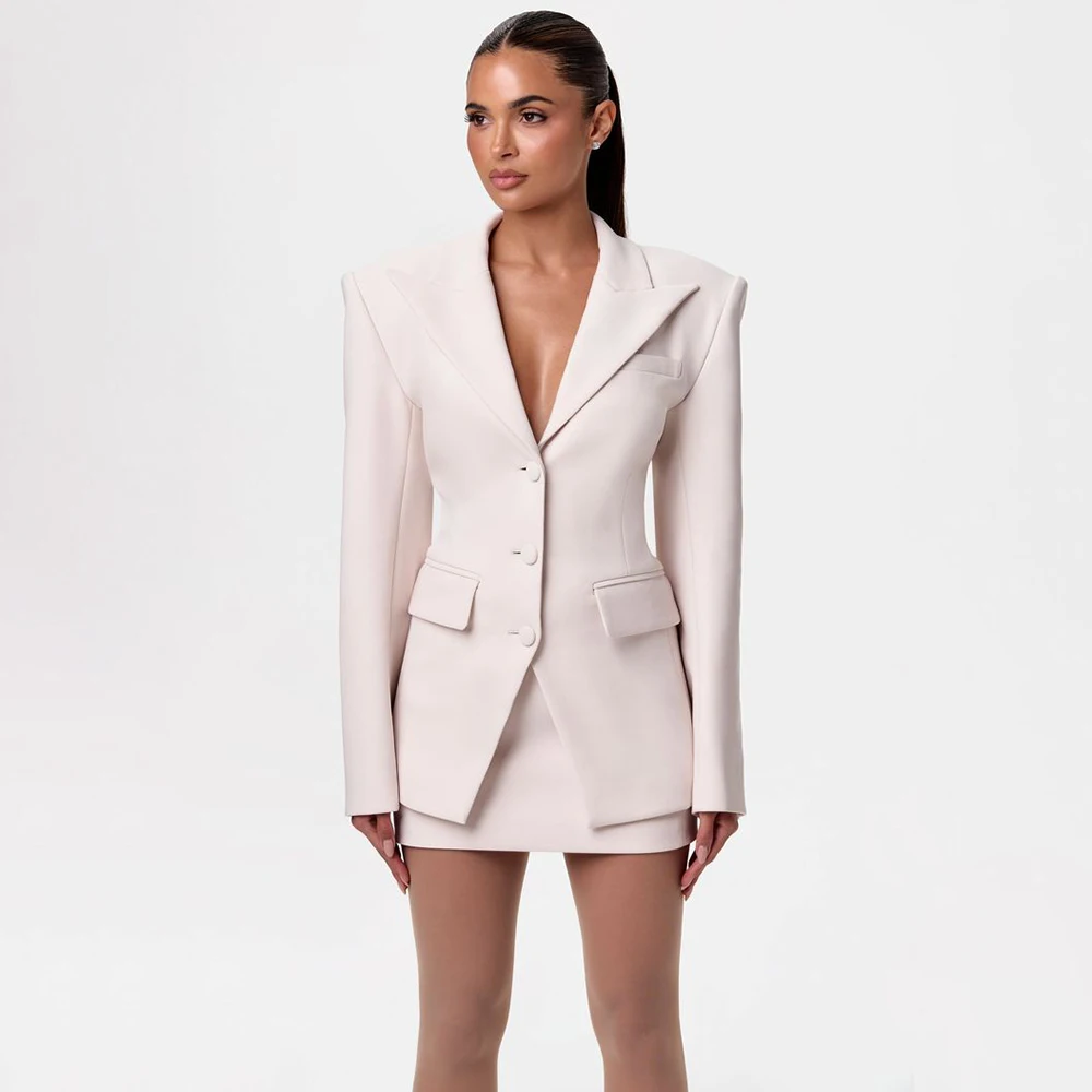 Lively Beige Women's 2 Piece Suit Set Peaked Lapel Single Breasted Jacket+Skirt Elegant Formal Office Lady Daily Wear
Lively Beige Women's 2 Piece Suit Set Peaked Lapel Single Breasted Jacket+Skirt Elegant Formal Office Lady Daily Wear