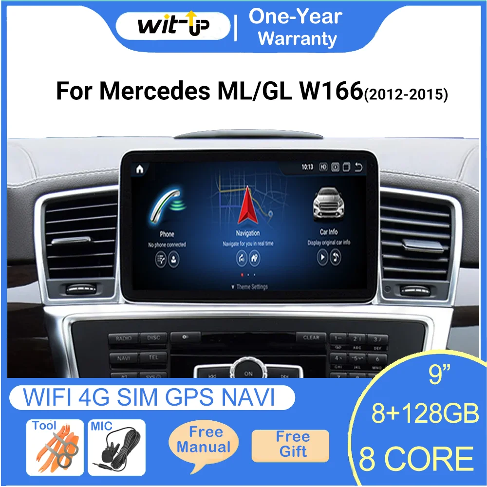Wit-Up For Benz ML GL X166 W166 2012-2015 9" Touchscreen Android 13 Aftermaket GPS Navi CarPlay Autoradio Car Stereo Multimedia
Wit-Up For Benz ML GL X166 W166 2012-2015 9" Touchscreen Android 13 Aftermaket GPS Navi CarPlay Autoradio Car Stereo Multimedia