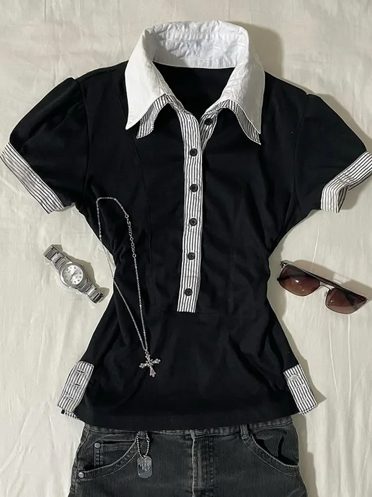 Original Design Bla T-irt Vintage American Sle Collared irt Slimming Summer Faion Versatile Cotton Blend Casual irt
Original Design Bla T-irt Vintage American Sle Collared irt Slimming Summer Faion Versatile Cotton Blend Casual irt