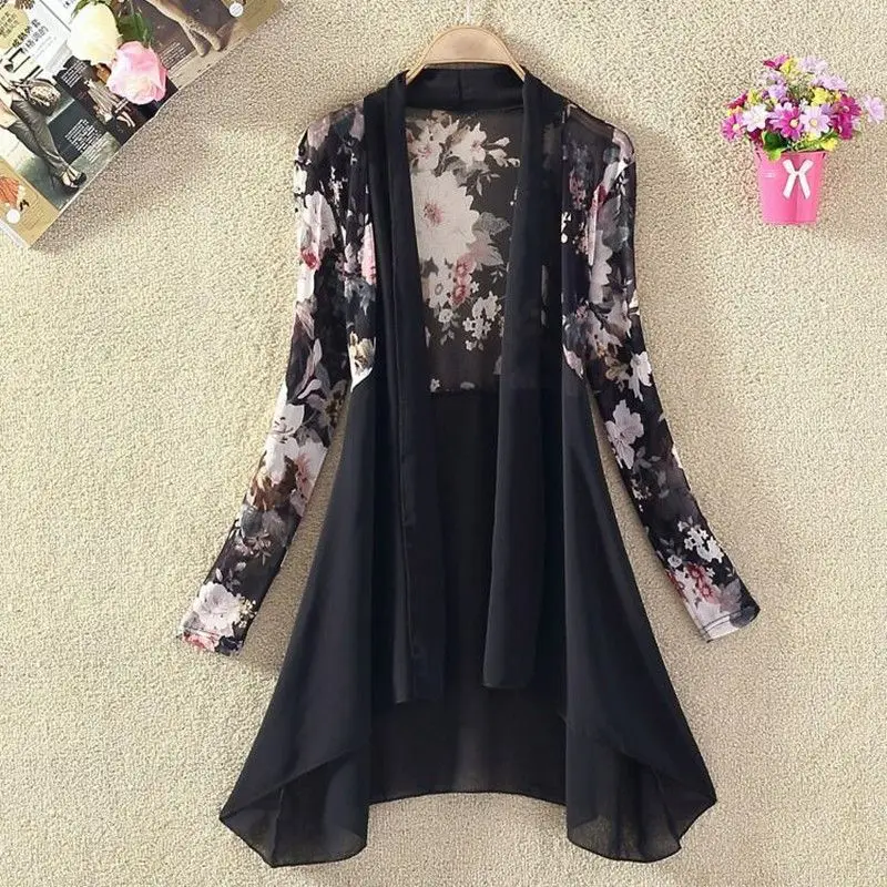 Sunscreen Women's Printed Stitching Jacket 2026 Summer Long Female Cardigan Korean Coat Ultra-thin Chiffon Shirt Shawl Overwear
Sunscreen Women's Printed Stitching Jacket 2026 Summer Long Female Cardigan Korean Coat Ultra-thin Chiffon Shirt Shawl Overwear