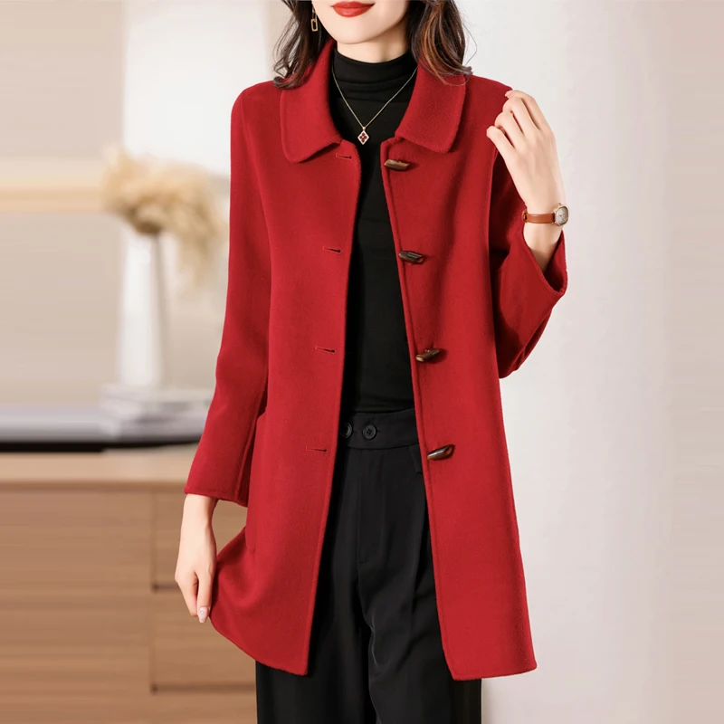Ladies' 100% cashmere thick double-sided extended coat, classic, versatile and fashionable for business and leisure
Ladies' 100% cashmere thick double-sided extended coat, classic, versatile and fashionable for business and leisure