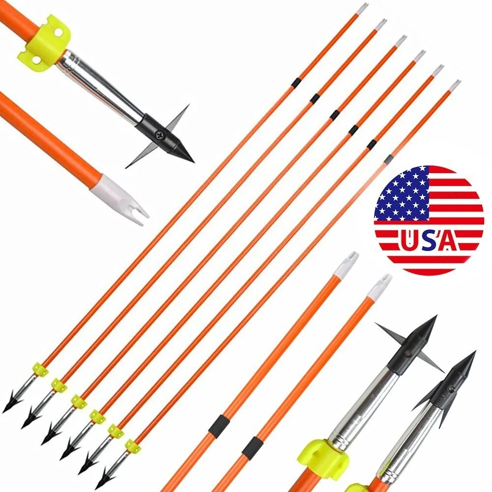 Solid Fiberglass Fishing Arrows 6pcs with Replaceable Broadheads and Safety Slides for Bowfishing Hunting Shooting Sports Use
Solid Fiberglass Fishing Arrows 6pcs with Replaceable Broadheads and Safety Slides for Bowfishing Hunting Shooting Sports Use