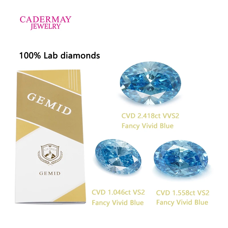 Сертификат GEMID Cadermay, CVD бриллианты 1,046 карата 1,558 карата 2,418 карата, яркий синий овальной формы, выращенный в лаборатории бриллиант для изготовления ювелирных изделий
Сертификат GEMID Cadermay, CVD бриллианты 1,046 карата 1,558 карата 2,418 карата, яркий синий овальной формы, выращенный в лаборатории бриллиант для изготовления ювелирных изделий