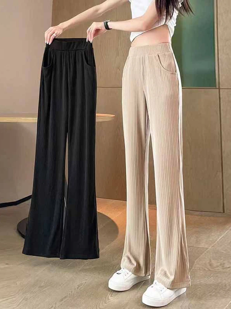 Women's Ice Silk Wide Leg Pants Summer Drapey Slimming Straight Casual Bell Bottoms High Waist Korean Style Commute Wind
Women's Ice Silk Wide Leg Pants Summer Drapey Slimming Straight Casual Bell Bottoms High Waist Korean Style Commute Wind