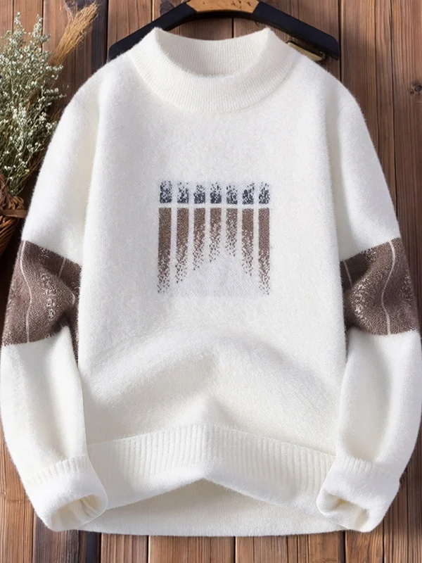 Men's Thickened Half-High Collar Sweater Autumn Winter Warm Youth Mink Velvet Base Knitted White Color Casual Loose Fit Knitwear
Men's Thickened Half-High Collar Sweater Autumn Winter Warm Youth Mink Velvet Base Knitted White Color Casual Loose Fit Knitwear