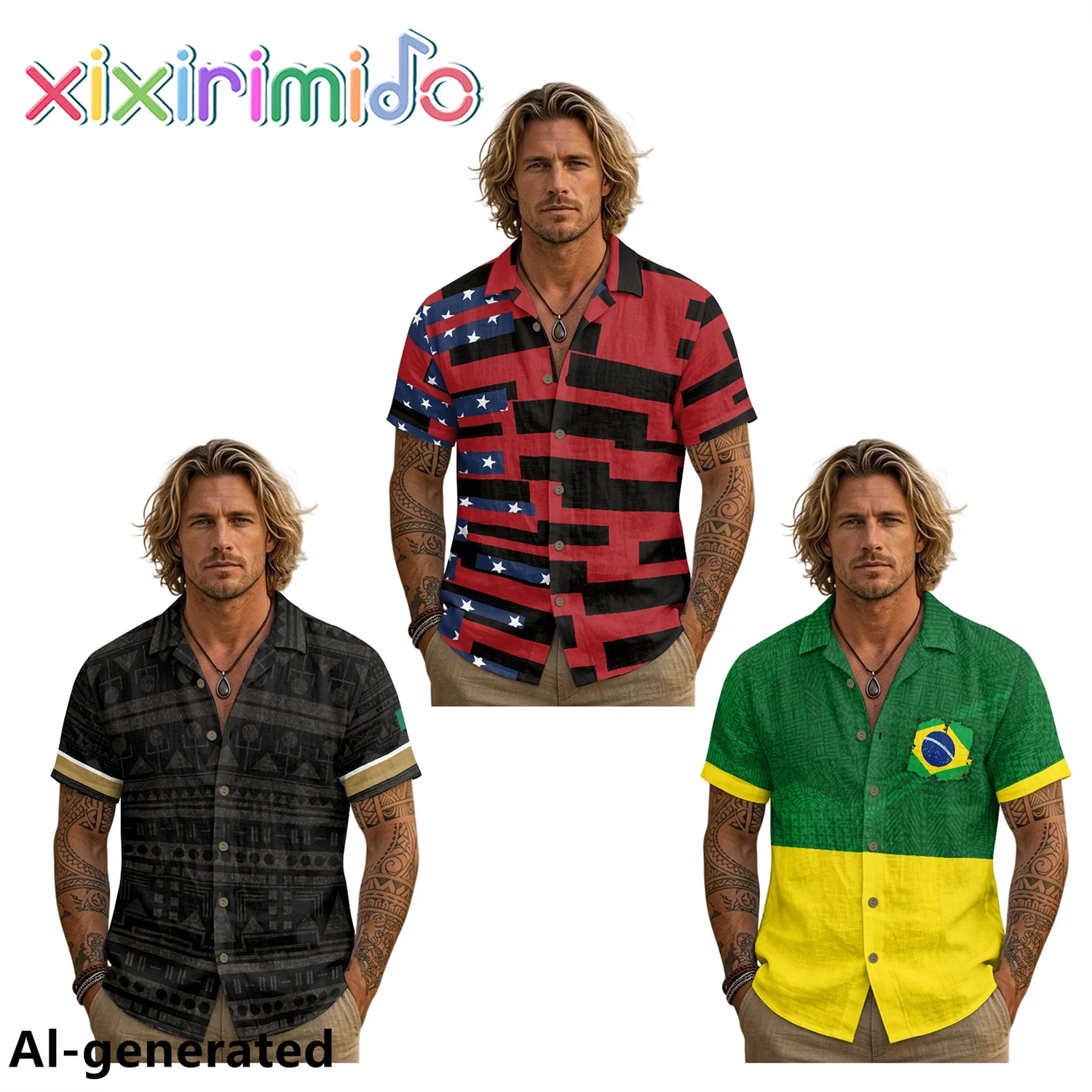 XIXIRIMIDO Men's V-Neck Casual Linen Button Short-Sleeved Shirt National Flag Minimalist Design Color Collision Pattern T-Shirt
XIXIRIMIDO Men's V-Neck Casual Linen Button Short-Sleeved Shirt National Flag Minimalist Design Color Collision Pattern T-Shirt