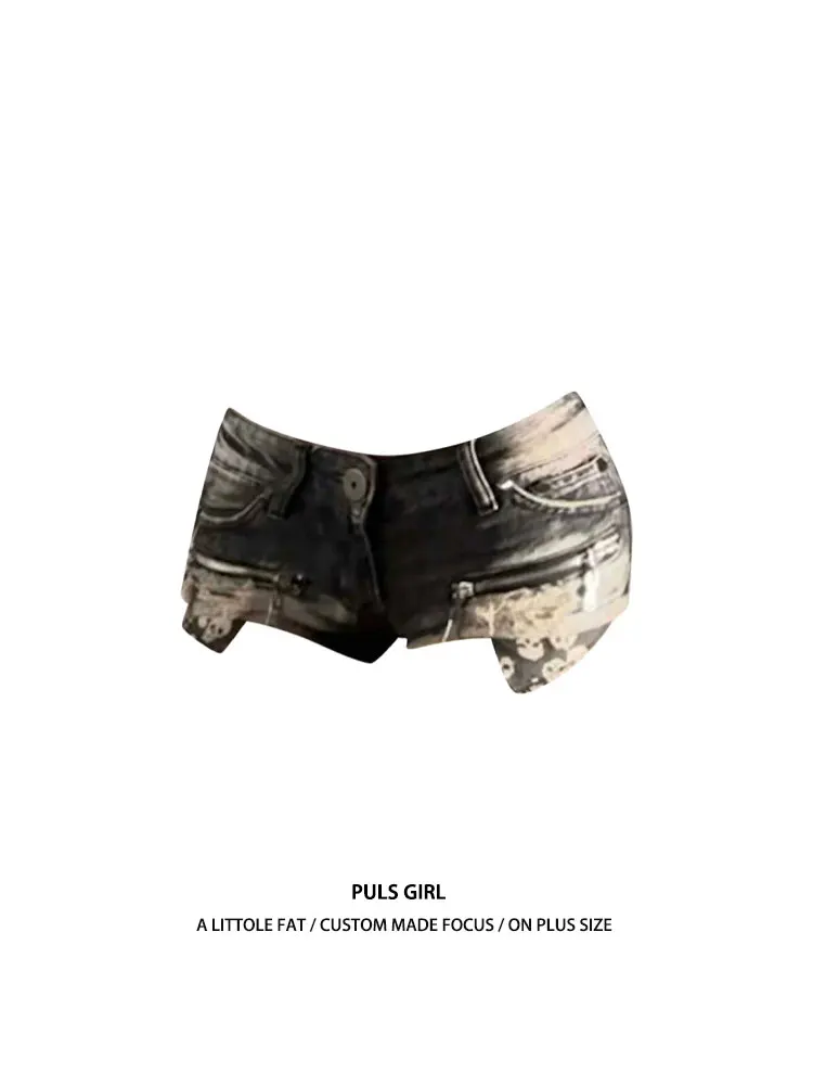 Retro American Washed Distressed Printed Denim Shorts Women's plus Size Slimming Hot Pants Summer Casual Low Waist
Retro American Washed Distressed Printed Denim Shorts Women's plus Size Slimming Hot Pants Summer Casual Low Waist