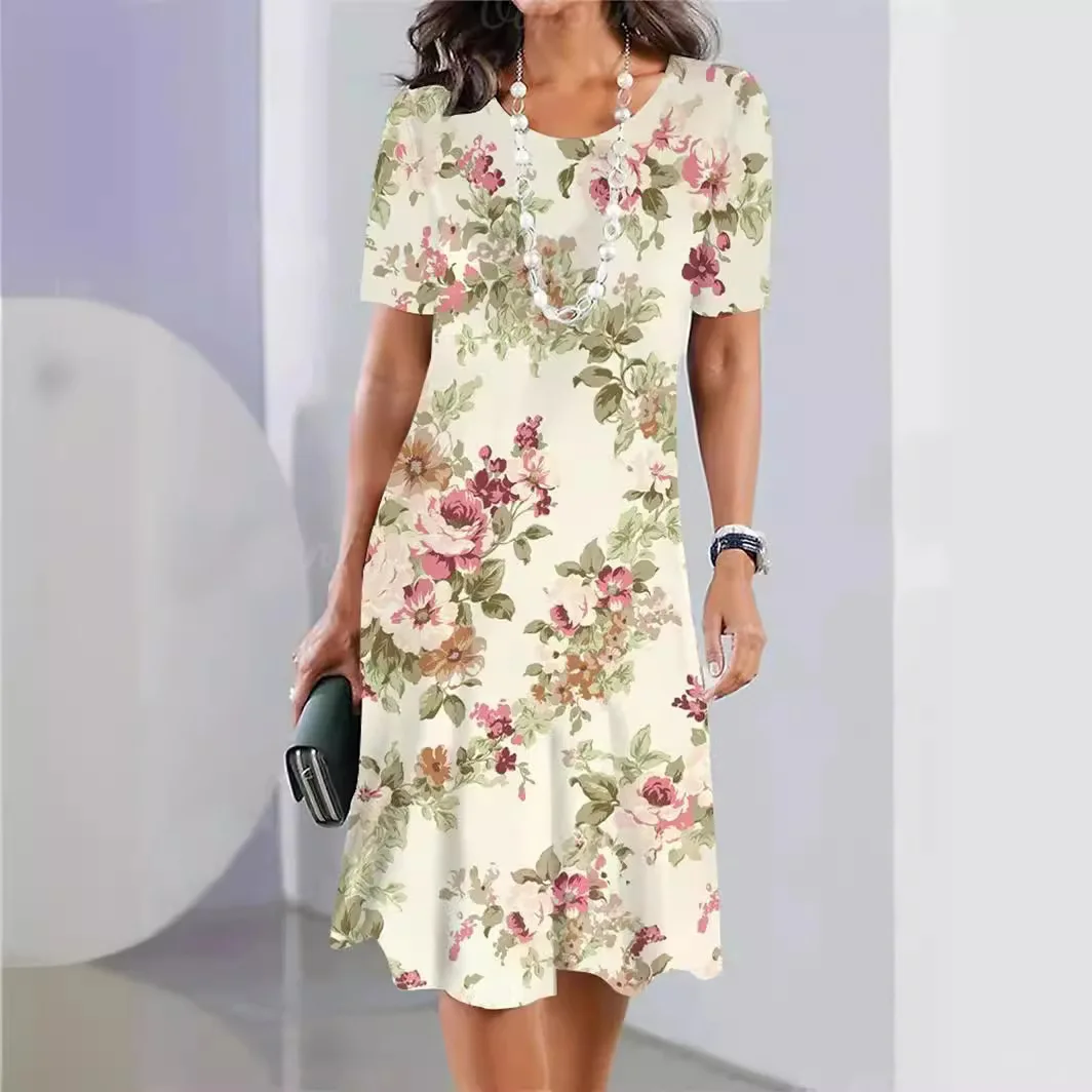 2025 Summer Women's Dress Floral Print Elegant Evening Dress Casual Fashion Skirt Round Neck Party Loose Clothing
2025 Summer Women's Dress Floral Print Elegant Evening Dress Casual Fashion Skirt Round Neck Party Loose Clothing
