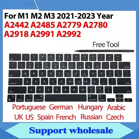 Laptop A2442 A2485 A2779 A2780 A2918 A2991 A2992 A2681 teclas juego de teclas para Macbook Pro M1 M2 M3 14 "16" reparación de teclado
