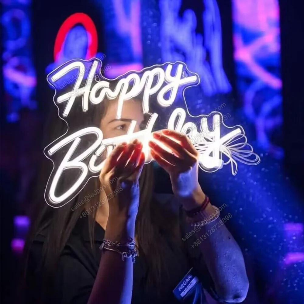 Rechargeable battery Nightclub Happy Birthday Neon Sign White Light LED Glowing Birthday Party Decoration Sign for Bar Lounge
Rechargeable battery Nightclub Happy Birthday Neon Sign White Light LED Glowing Birthday Party Decoration Sign for Bar Lounge