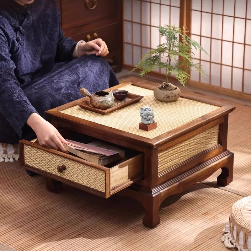 Японский журнальный столик-татами из массива дерева с ящиками для хранения, низкий, для балкона и чайной комнаты, винтажный, в стиле дзен, с квадратным дизайном
Японский журнальный столик-татами из массива дерева с ящиками для хранения, низкий, для балкона и чайной комнаты, винтажный, в стиле дзен, с квадратным дизайном