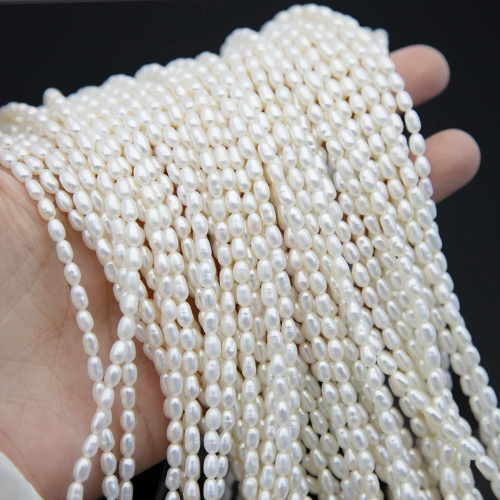 AAA Grade 3.5-4mm Rice Shaped Natural Freshwater Pearl Loose Beads Strand White Jewelry Beads For Making Necklace Bracelets
AAA Grade 3.5-4mm Rice Shaped Natural Freshwater Pearl Loose Beads Strand White Jewelry Beads For Making Necklace Bracelets