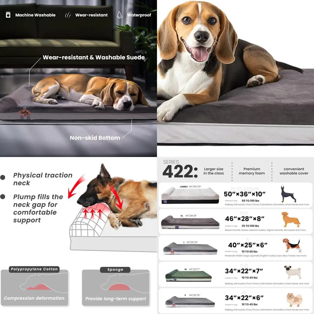 Large Orthopedic Foam Dog Bed with Pillow, Waterproof Liner, Removable Cover, Grey (40x25x5.5)
Large Orthopedic Foam Dog Bed with Pillow, Waterproof Liner, Removable Cover, Grey (40x25x5.5)