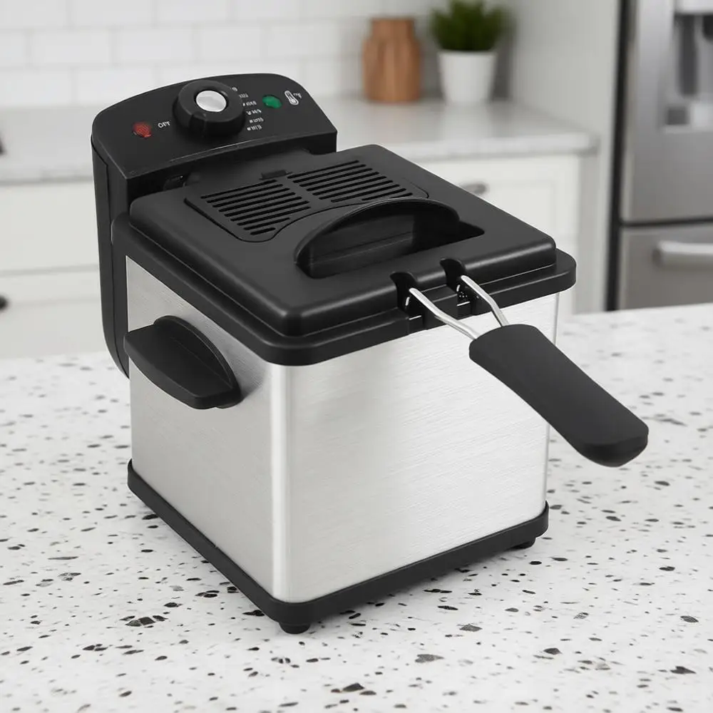 800-Watt Mesh Basket 1.6 Quart Oil Capacity Electric Immersion Deep Fryer with Temperature Knob and Lid with View Window, Stainl
800-Watt Mesh Basket 1.6 Quart Oil Capacity Electric Immersion Deep Fryer with Temperature Knob and Lid with View Window, Stainl