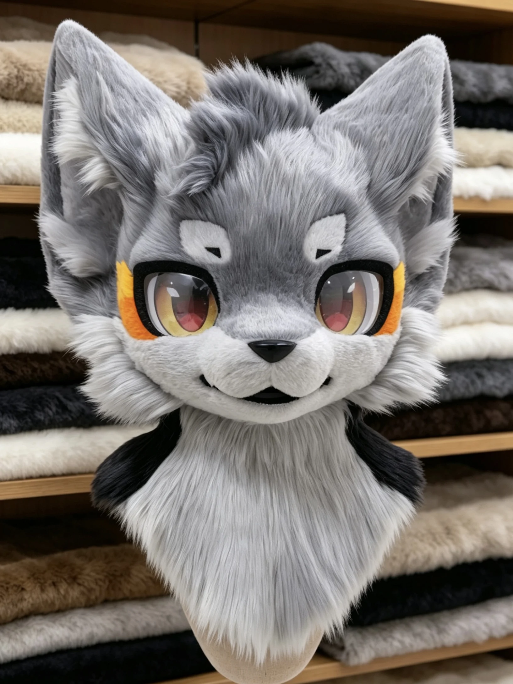 The monster head is set as a disguise character for the Halloween "gray wolf cat" costume.
The monster head is set as a disguise character for the Halloween "gray wolf cat" costume.