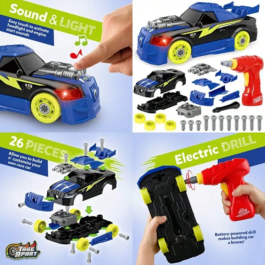 Take Apart Racing Car with Electric Screwdriver, Light & Sound STEM Building Toy for Kids
Take Apart Racing Car with Electric Screwdriver, Light & Sound STEM Building Toy for Kids
