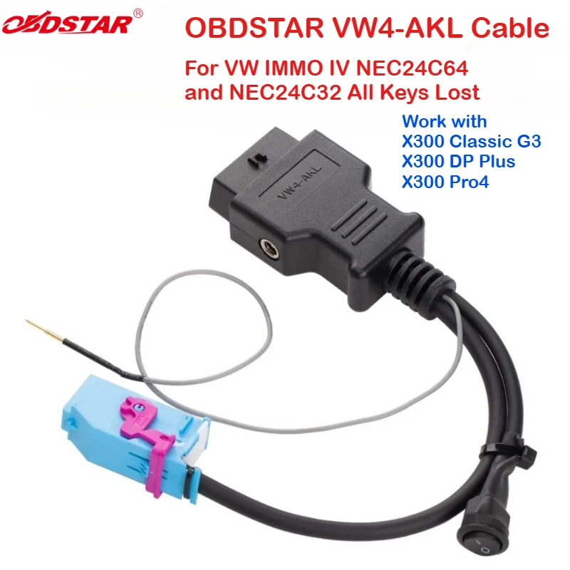 Кабель OBDSTAR VW4-AKL для VW IMMO IV NEC24C64 и NEC24C32 Все потеряны клавиши работает с X300 Classic G3/X300 DP Plus/X300 Pro4
Кабель OBDSTAR VW4-AKL для VW IMMO IV NEC24C64 и NEC24C32 Все потеряны клавиши работает с X300 Classic G3/X300 DP Plus/X300 Pro4