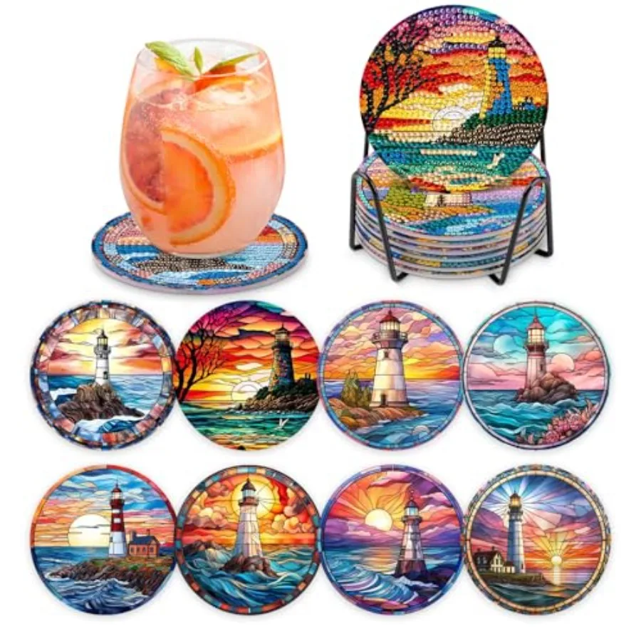 8Pcs Diamond Art Coasters with Holder, Diamond Art Coasters Kits for Adults Beginners, 5D DIY Diamond Painting Coaster Crystal
8Pcs Diamond Art Coasters with Holder, Diamond Art Coasters Kits for Adults Beginners, 5D DIY Diamond Painting Coaster Crystal