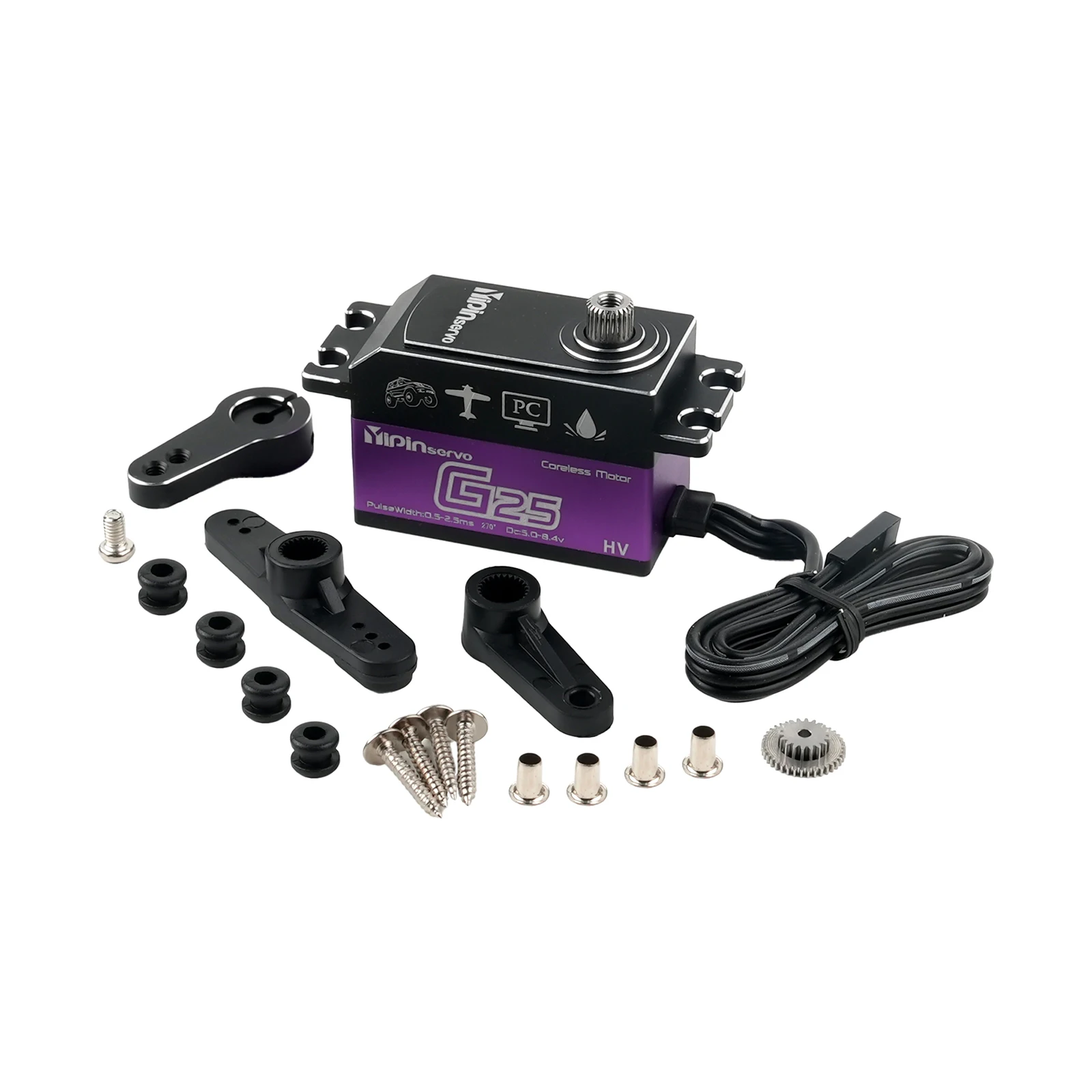 Low Profile 7.4V 25KG Coreless Digital Servo 180° High Torque for RC Rock Climbing Car, Robot DIY & Industrial Model
Low Profile 7.4V 25KG Coreless Digital Servo 180° High Torque for RC Rock Climbing Car, Robot DIY & Industrial Model