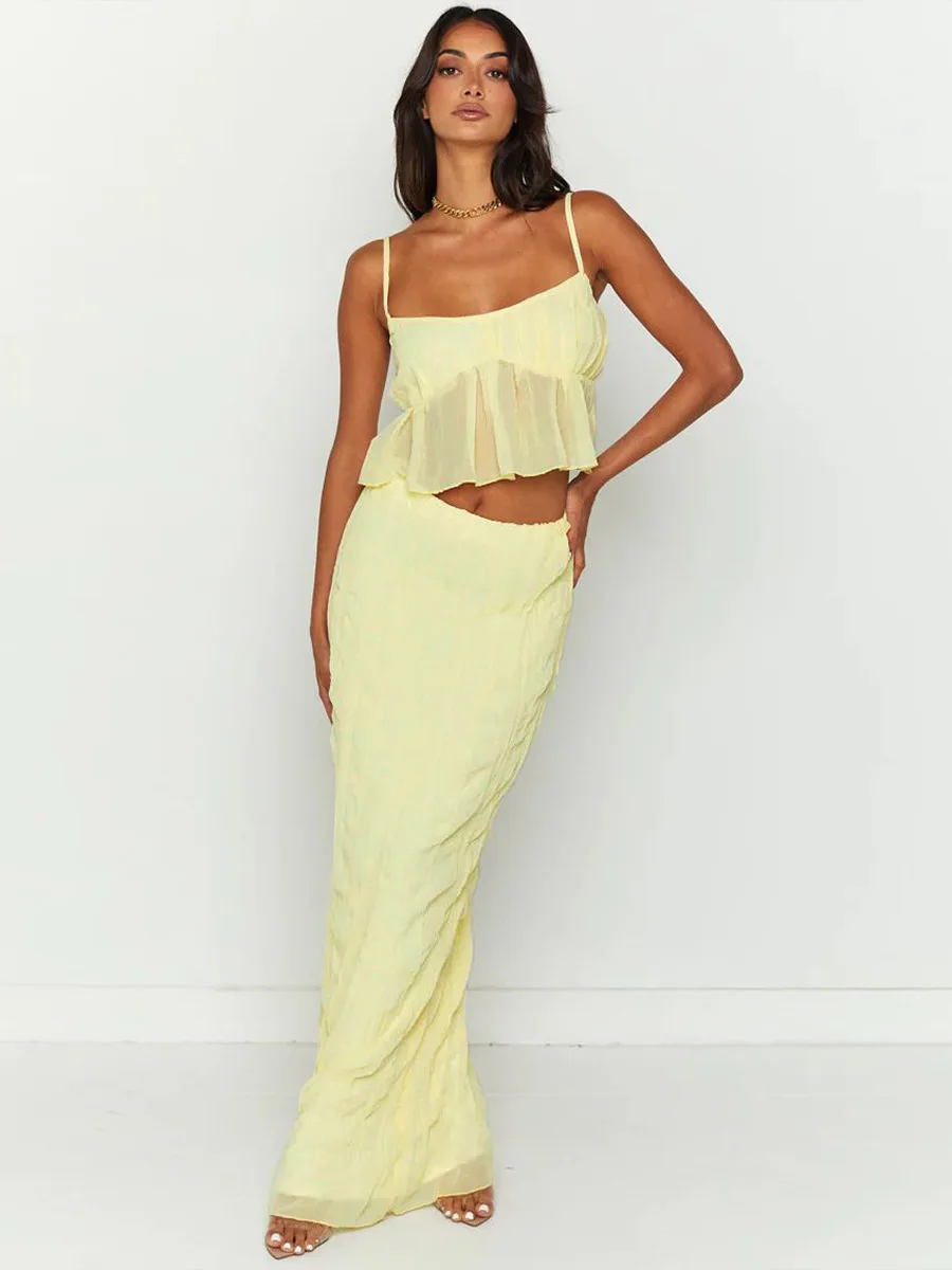 Temperament Chiffon Skirt Two-piece Set High-end Women's Clothing Suspender Skirt Fashion Suit Summer Dress Women 2022
Temperament Chiffon Skirt Two-piece Set High-end Women's Clothing Suspender Skirt Fashion Suit Summer Dress Women 2022