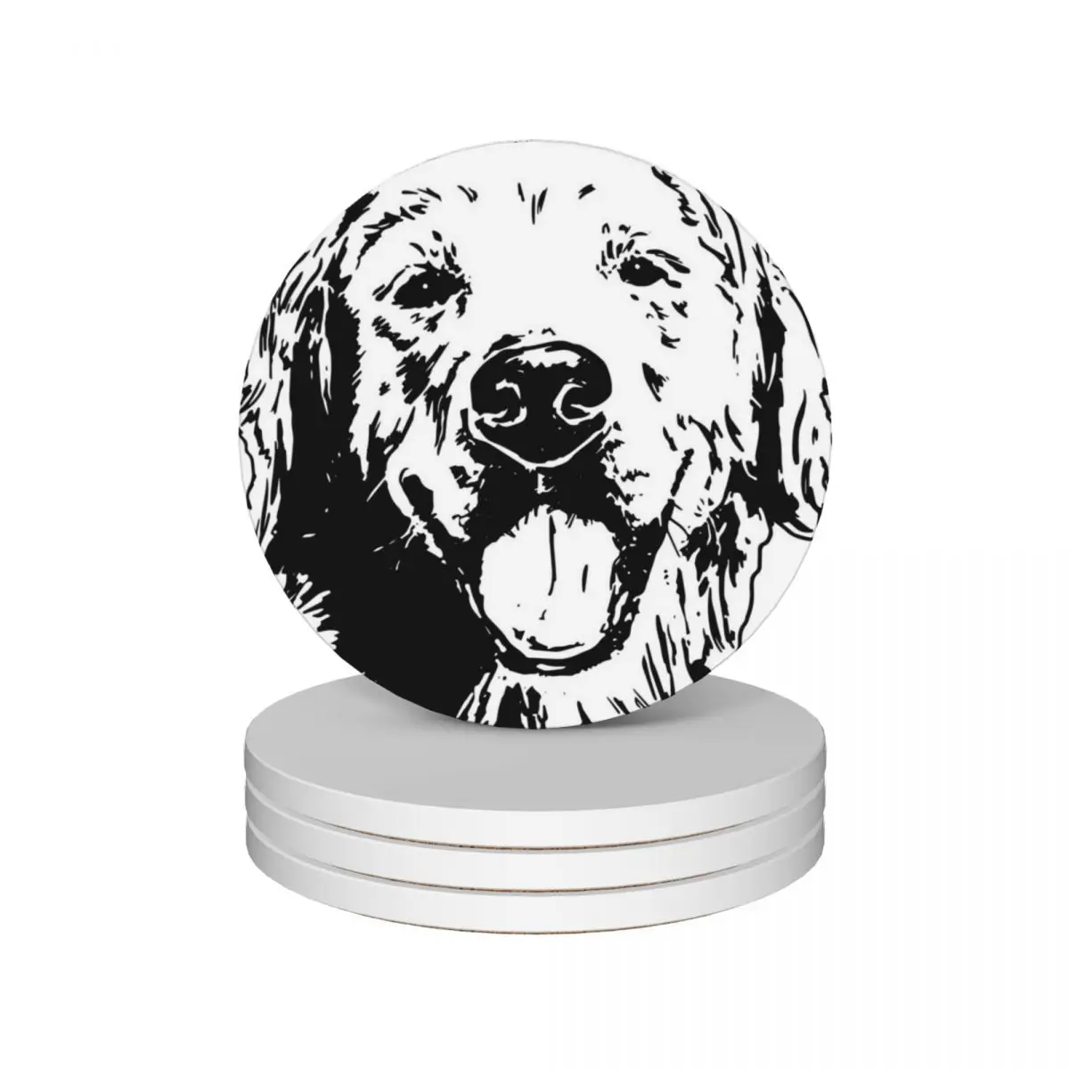 Golden Retriever Face (Black & White) Ceramic Coasters (Set of 4) cute set personalize for table original Coasters
Golden Retriever Face (Black & White) Ceramic Coasters (Set of 4) cute set personalize for table original Coasters