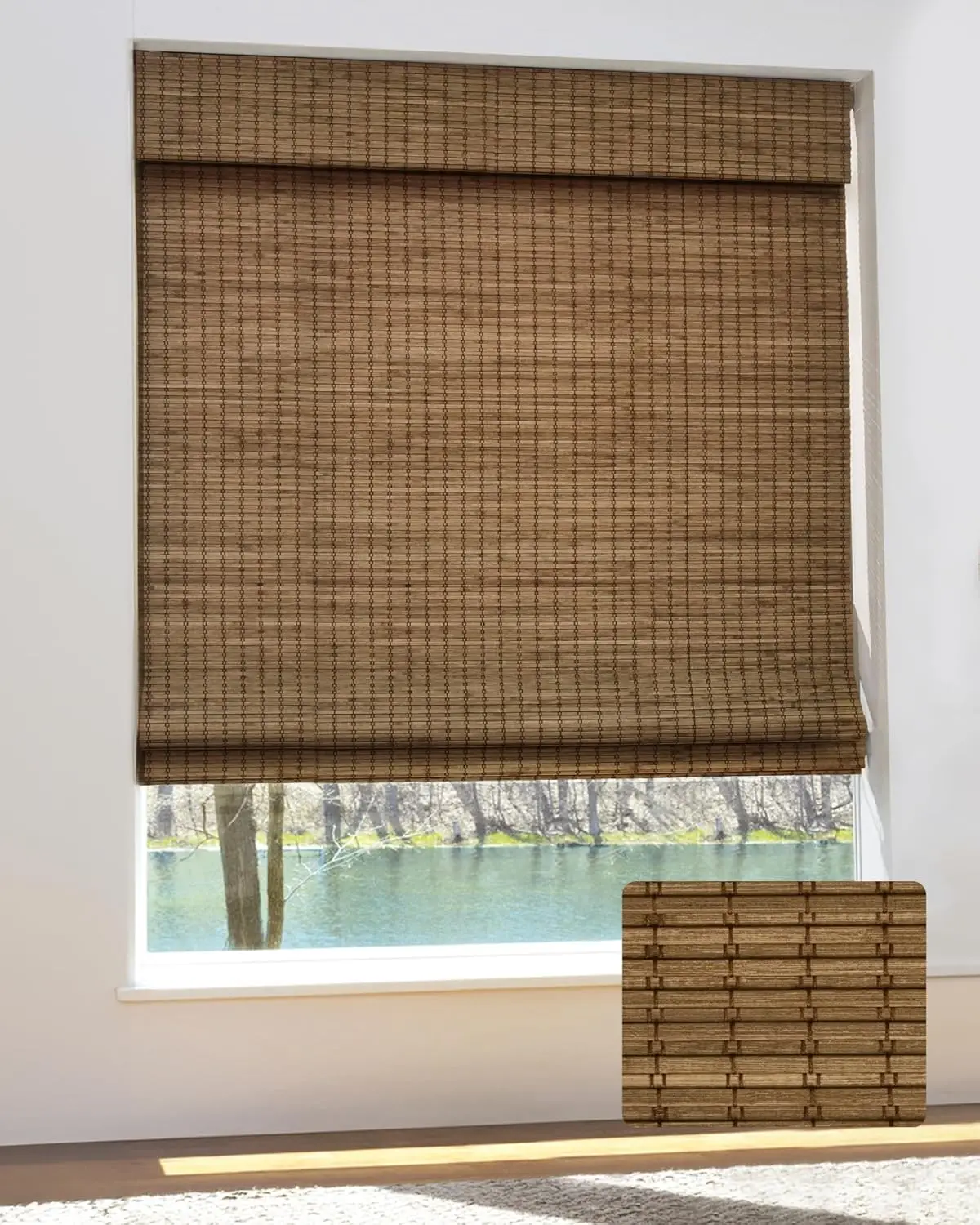 Cordless Bamboo Roman Shades for Windows, 34"W x 64"H, Highfield Teak, Light Filtering & Privacy
Cordless Bamboo Roman Shades for Windows, 34"W x 64"H, Highfield Teak, Light Filtering & Privacy