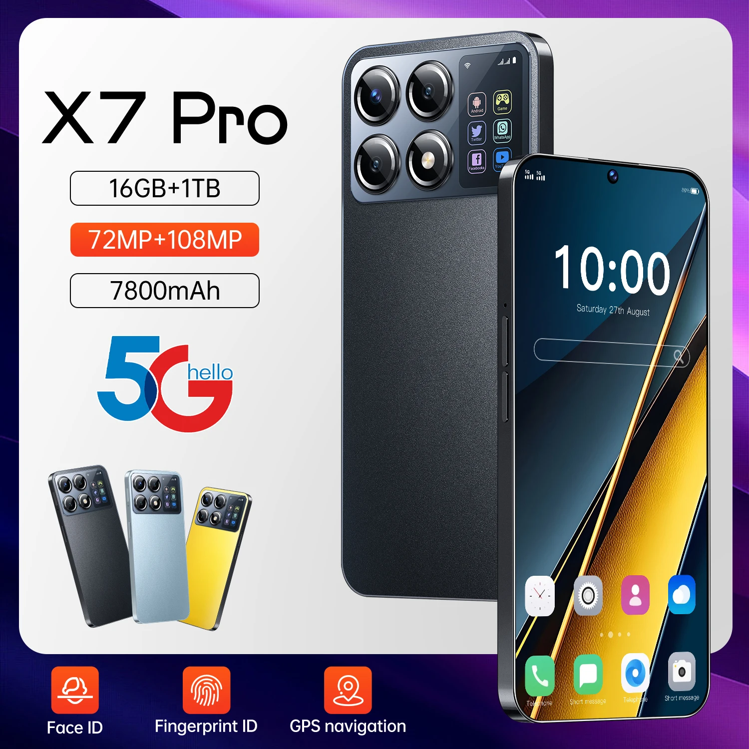 2025 New 7.3HD X7 Pro Global Edition Original Smart Dual Card 7800mAh Battery Facial Recognition Function
2025 New 7.3HD X7 Pro Global Edition Original Smart Dual Card 7800mAh Battery Facial Recognition Function
