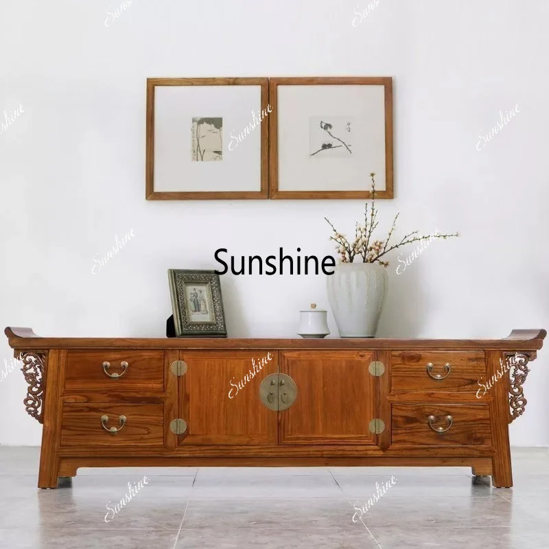 New Chinese style old elm living room warped head storage cabinet
New Chinese style old elm living room warped head storage cabinet