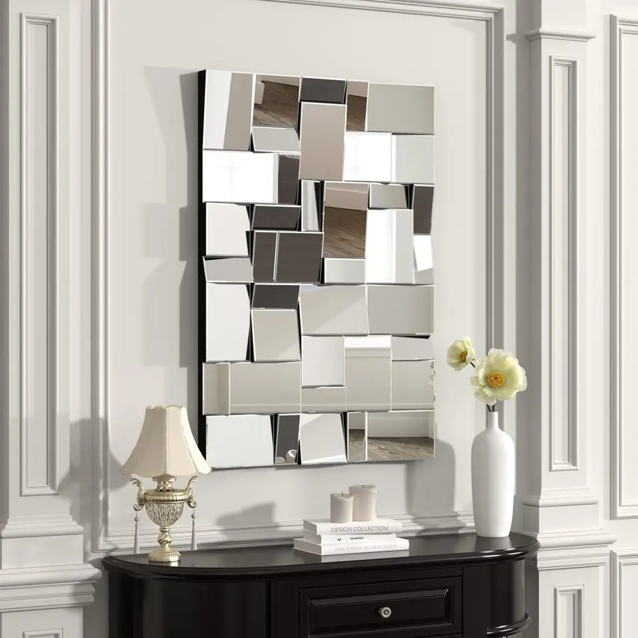 Modern Geometric Irregular Mirror for Wall Decor 44 x 30 Decorative Mirror with Beveled Glass for Entryway Hallway Living Room H
Modern Geometric Irregular Mirror for Wall Decor 44 x 30 Decorative Mirror with Beveled Glass for Entryway Hallway Living Room H