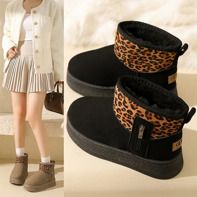 Зимние зимние ботинки с леопардовым принтом, женская короткая утепленная теплая хлопковая обувь, осенне-зимние ботинки до середины икры на плоской подошве с молнией
Зимние зимние ботинки с леопардовым принтом, женская короткая утепленная теплая хлопковая обувь, осенне-зимние ботинки до середины икры на плоской подошве с молнией