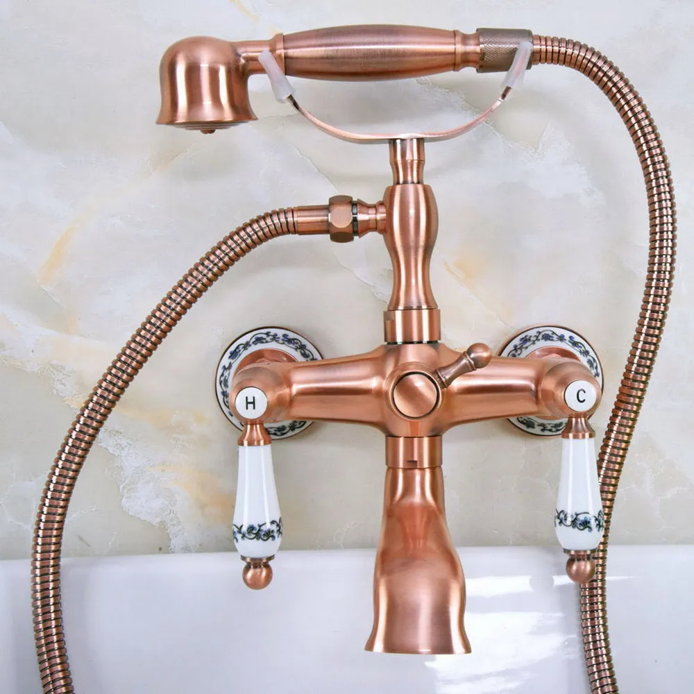 Antique Red Copper Double Handle Wall Mounted Bathroom Bath Tub Faucet Set with 1500MM Hand Held Shower Spray Mixer Tap 2na331
Antique Red Copper Double Handle Wall Mounted Bathroom Bath Tub Faucet Set with 1500MM Hand Held Shower Spray Mixer Tap 2na331