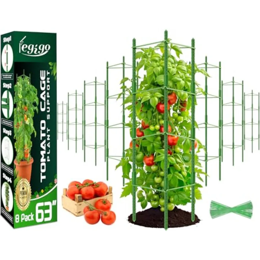 Garden plant support application, galvanized steel material, black color, 8-pack heavy-duty up to 63-inch tomato cages with rei
Garden plant support application, galvanized steel material, black color, 8-pack heavy-duty up to 63-inch tomato cages with rei