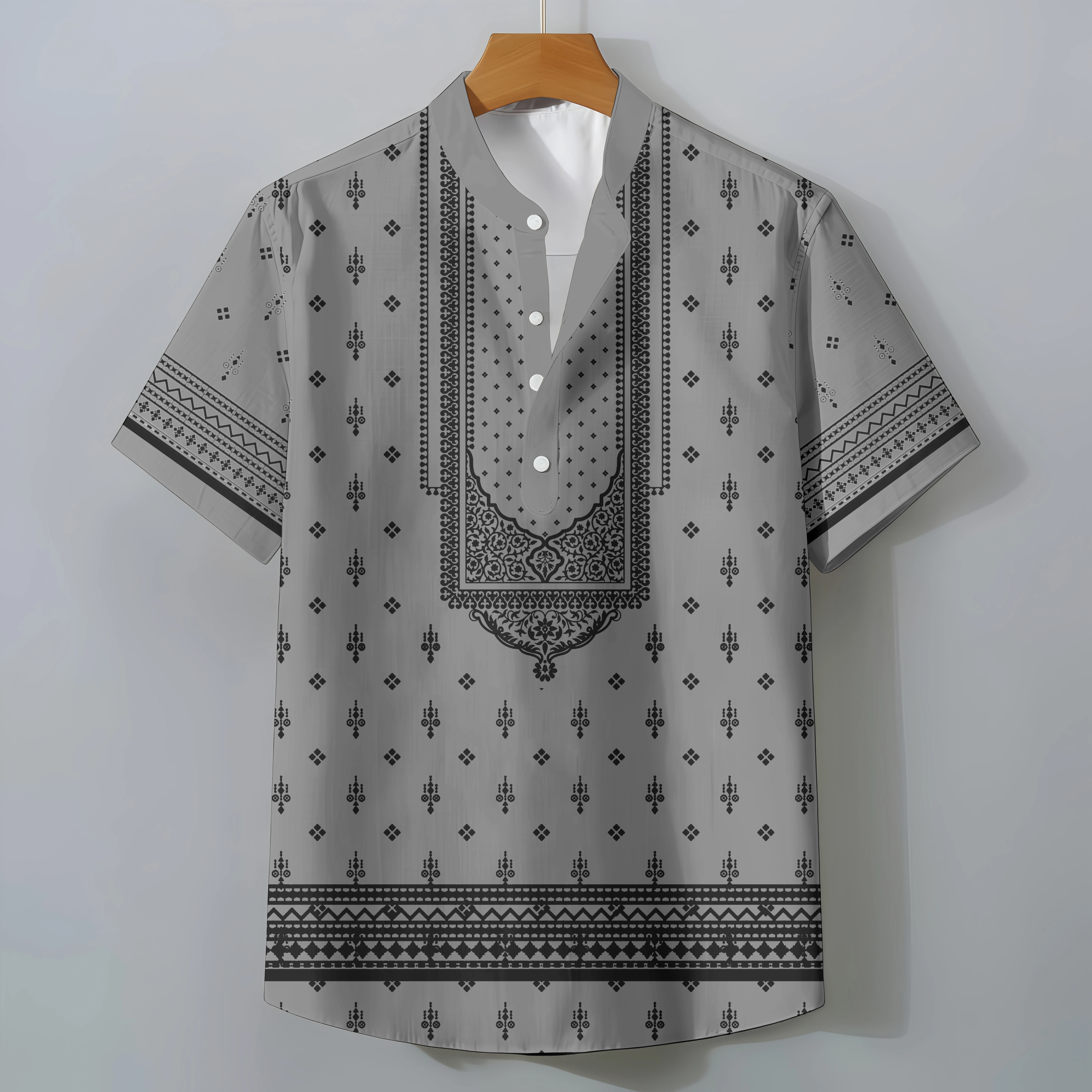 Men's Vintage 3D Print Henley Shirt Oversized Button Stand Collar Short Sleeve Ethnic Style Tee Top Casual Wear Men's Clothing
Men's Vintage 3D Print Henley Shirt Oversized Button Stand Collar Short Sleeve Ethnic Style Tee Top Casual Wear Men's Clothing