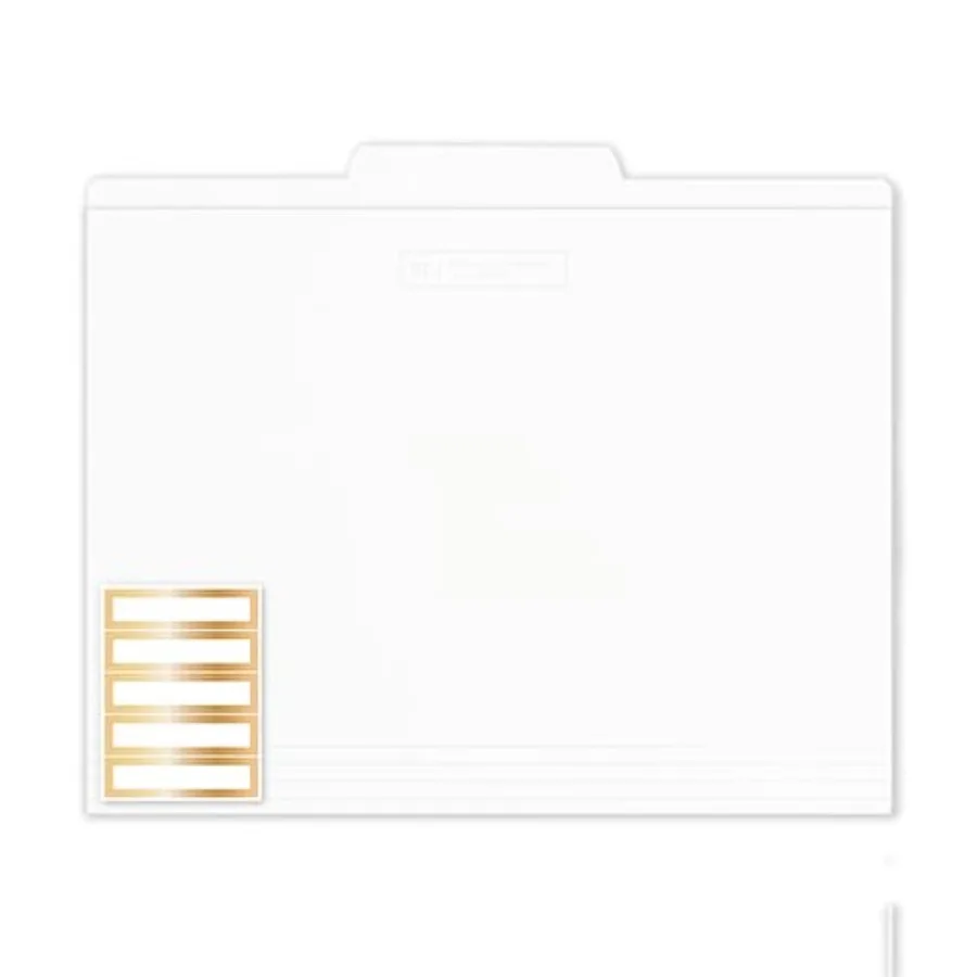 White File Folders, Includes Gold Foil Border Labels, Center Position Tabbed File Folders, 11.75" x 9.75", Letter Size, 12-Coun
White File Folders, Includes Gold Foil Border Labels, Center Position Tabbed File Folders, 11.75" x 9.75", Letter Size, 12-Coun