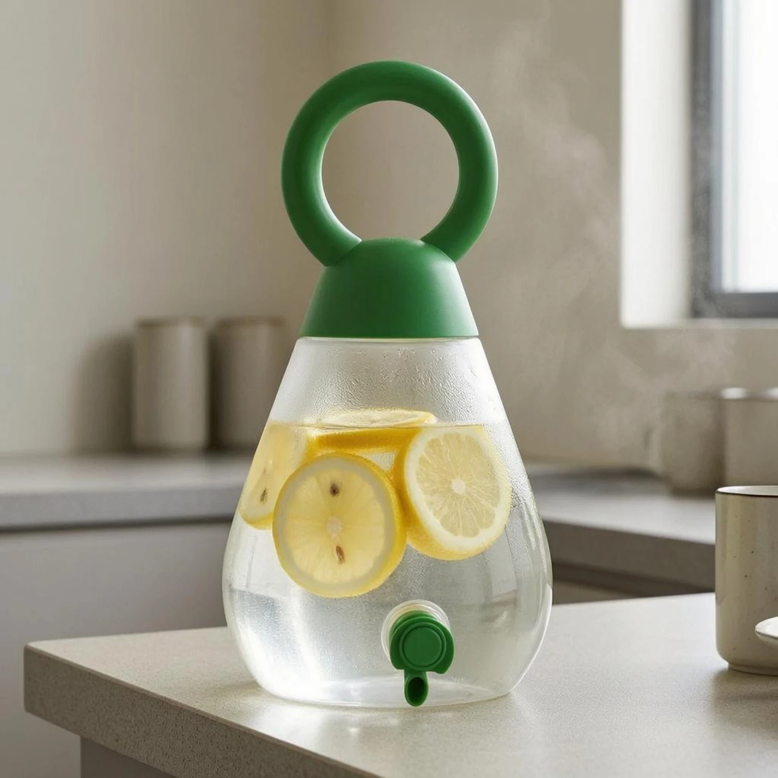 Teardrop Drink Dispenser Green Handle Iced Tea Pitcher Drinkware Transparent Kitchen Container Large Capacity for Home Serving
Teardrop Drink Dispenser Green Handle Iced Tea Pitcher Drinkware Transparent Kitchen Container Large Capacity for Home Serving